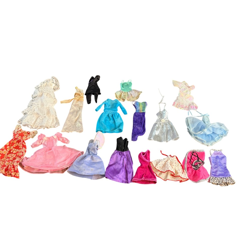 15 Piece Assorted Retro Vintage Barbie Doll Clothes Lot Gowns Dresses Fashion